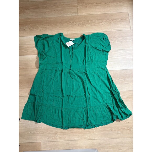 Knox Rose Women's 4X Green Babydoll Tiered Dress Short Sleeve Boho - Picture 1 of 6